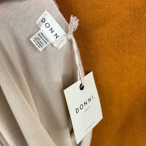 Donni Striped Sweater Scarf Trio Orange Rust Cream Long New USA - Picture 4 of 5